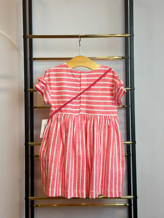 Mayoral Infant Girl Stripe Dress & Strawberry Bag Geranium