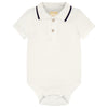 Beige Overall & Polo Bodysuit Set image 1
