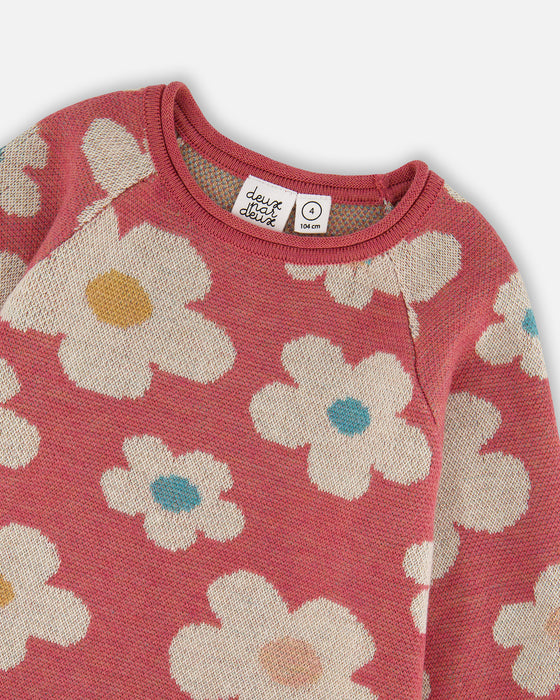 Pink Floral Tights & Sweater Dress