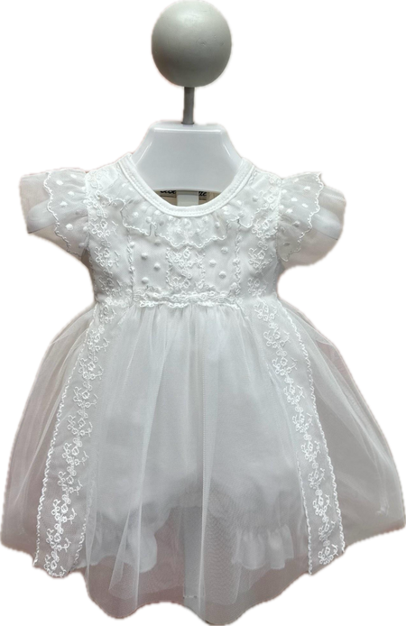 Tulle Overlay Romper w/ Dot Details & Headband image 0