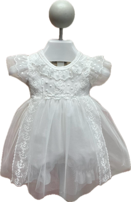 Tulle Overlay Romper w/ Dot Details & Headband image 0