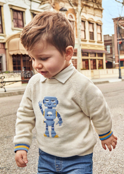 Robot Sweater & Denim Jeans image 1