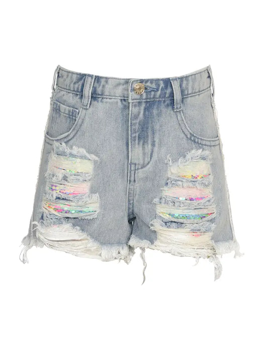 Sparkle & Shine Sequin Denim Shorts image 0