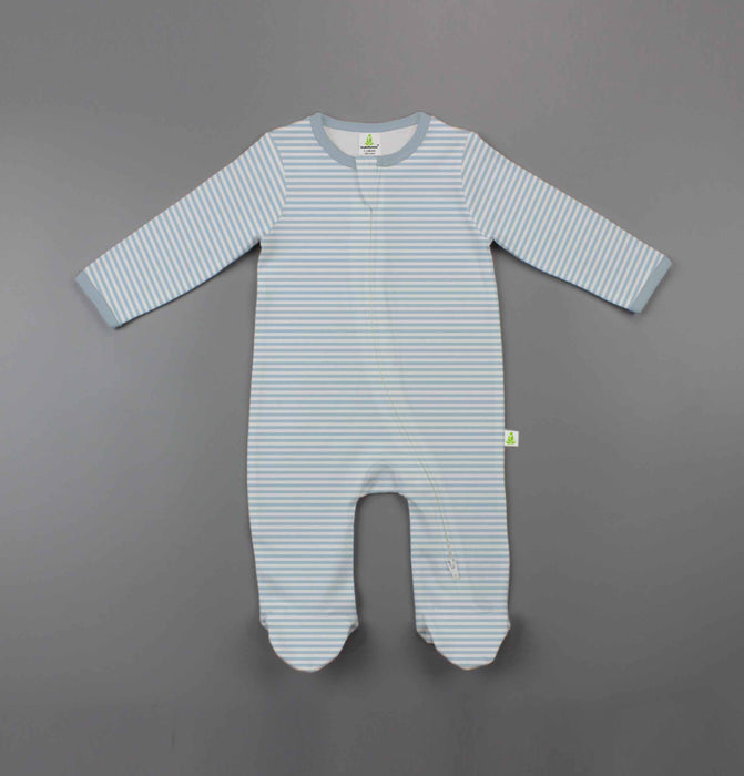 Light Blue Stripes Zipper Footie image 0