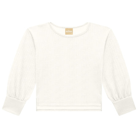 White Textured Cropped Tee image 0