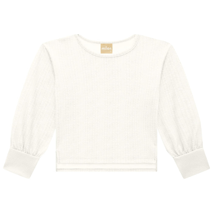 White Textured Cropped Tee image 0