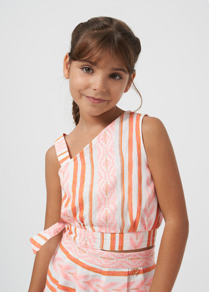 Striped One-Shoulder Top & Matching Shorts Set image 4