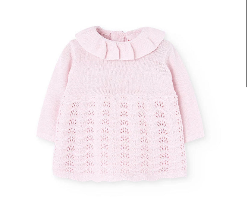 Pink Knit Ruffle Dress