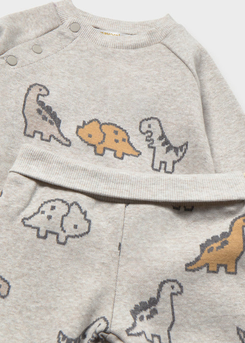 Dino Footie Set 2pc, Grey