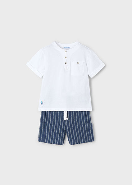 White & Navy 2pc Stripe Set image 0