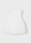 Girls’ White Lace & Tulle Tiered Dress image 1