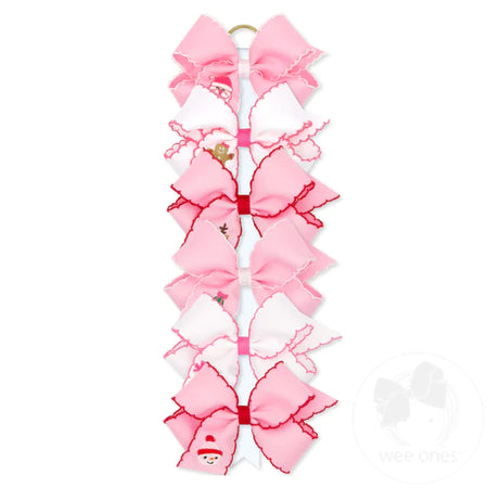 Pink Embroidered Christmas Bow image 0