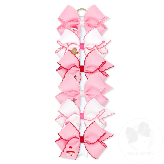 Pink Embroidered Christmas Bow image 0