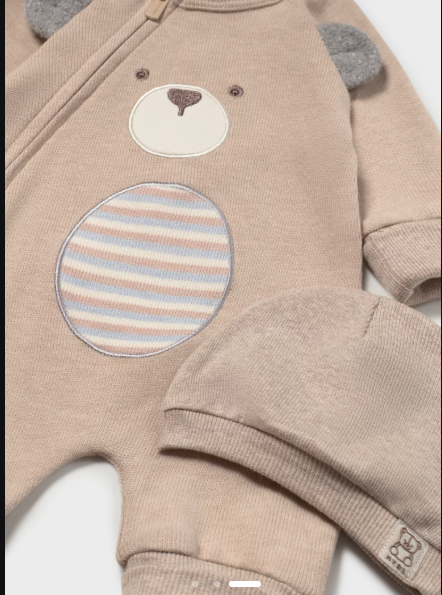 Bear Onesie with Hat, Beige