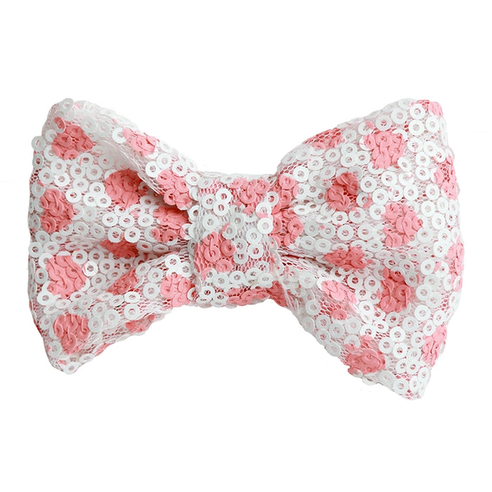 Sequin Heart Bow Clip image 1