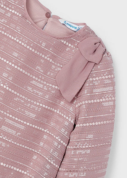 Mauve Dress w/ Sequin & Stitching Details image 1