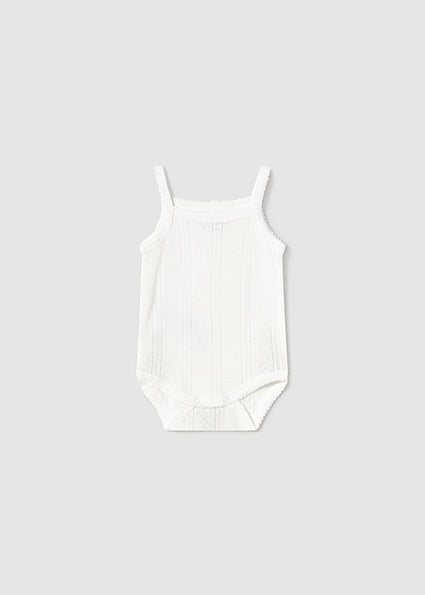 Baby Girls’ Pointelle Knit Camisole Bodysuit – White image 1