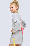 Lace-Up Smiley Sweatshirt & Shorts Set image 0