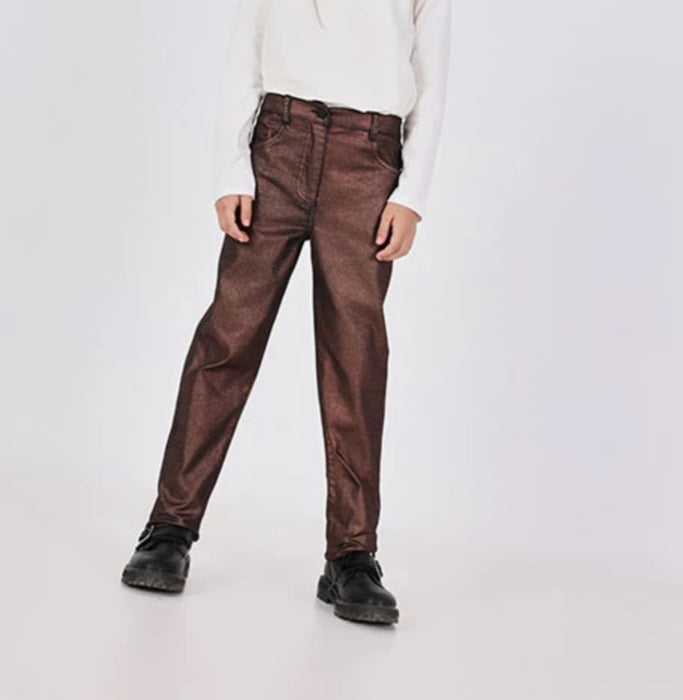 Ivory Heart Top & Metallic Brown Pants Set