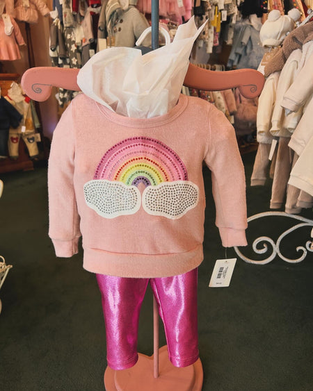 Rainbow Applique Sweatshirt w/ Pink Glitter Legging image 0
