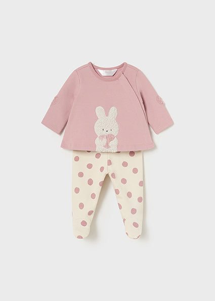 Pink Polka Dot Bunny 2pc Footie image 0