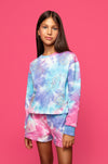 Blue Tie-Dye “Peace & Happiness” Sweatshirt image 0