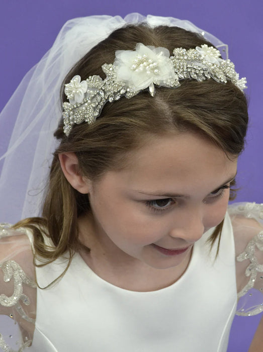 Elenor - Diamond White w/ Veil & Headband 2025 Bella Bow image 8
