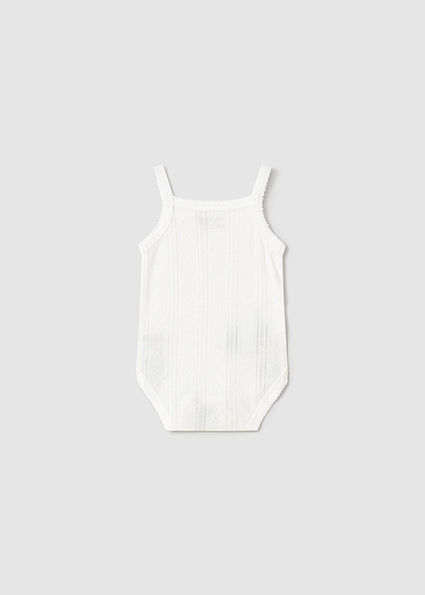 Baby Girls’ Pointelle Knit Camisole Bodysuit – White image 2
