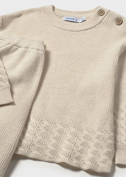 Textured Knit Beige 2-Piece Set