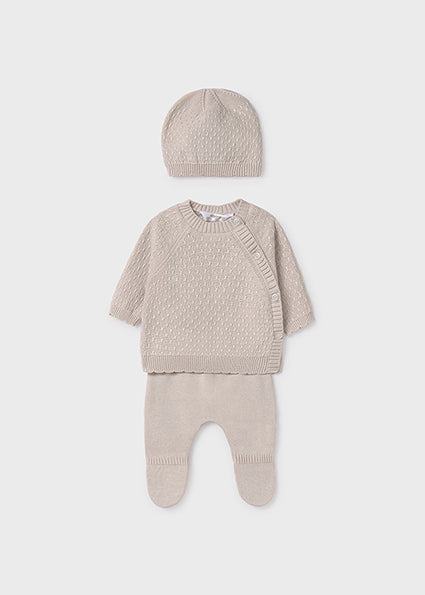 Beige Knit 2pc Set w/ Hat image 0