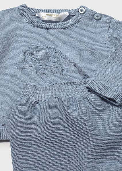 Mayoral Baby Knit Two-Piece Footed Set Blue