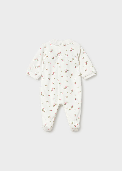 Mayoral Velour Footie, Beige Print