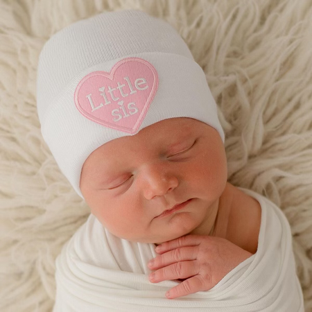 Little Sis Heart on White Hat image 0