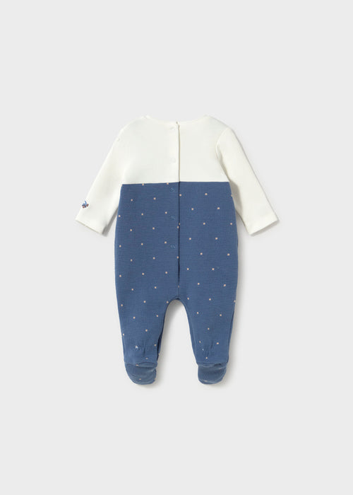 Faux Overall Navy Footie, Polka Dot