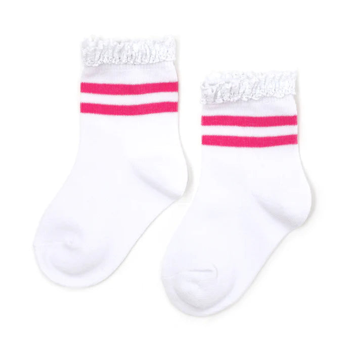 Pink Stripe Lace Top Skater Girl Midi Sock image 0