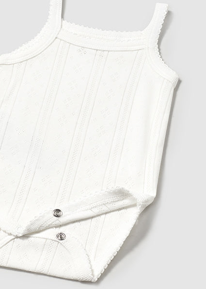 Baby Girls’ Pointelle Knit Camisole Bodysuit – White image 0