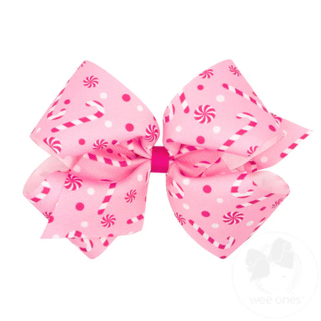 Pink Printed Christmas Bows image 1