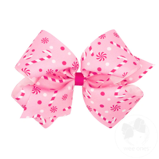 Pink Printed Christmas Bows image 1