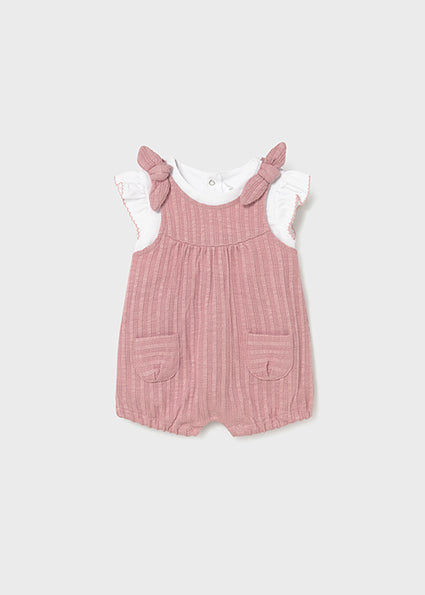 Mayoral Infant Textured Layered Romper Pink