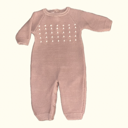 Dusty Rose & White Embroidered Dot Romper image 0