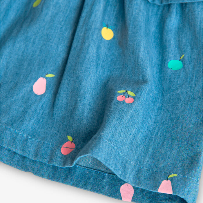 Denim Fruit Ruffle Dress & Bloomers Set image 2