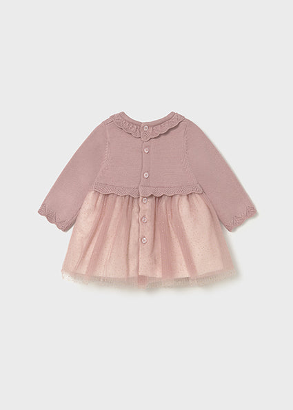 Mauve Sparkle Knit Tulle Dress
