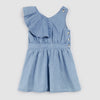 One-Shoulder Ruffle Denim Dress image 1