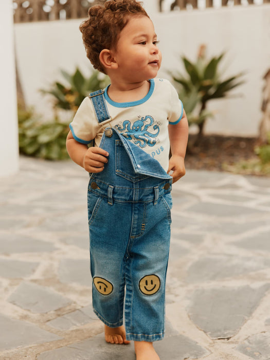 Infant Molo Smiley Knee Patch Denim Overalls