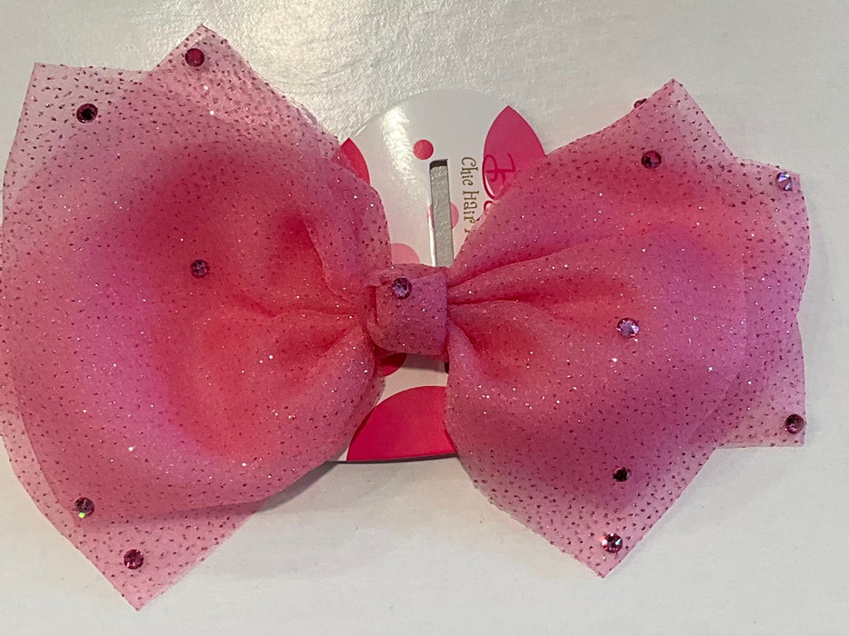 Hot Pink Glitter Tulle Alligator Clip