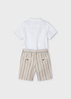 Khaki Striped Shorts & White Button Down image 3