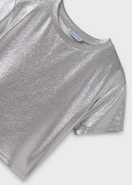 Metallic Shine Cropped T-Shirt image 0