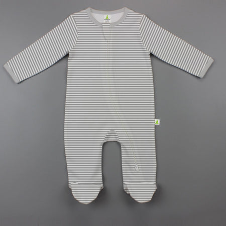 Grey Stripes Footie & Bib Set image 0