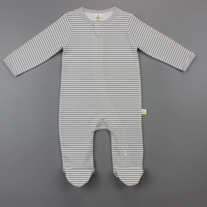 Grey Stripes Footie & Bib Set image 0