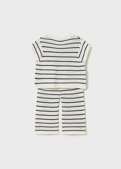 Mayoral Infant Girl Heart Knit Pant Set Natural